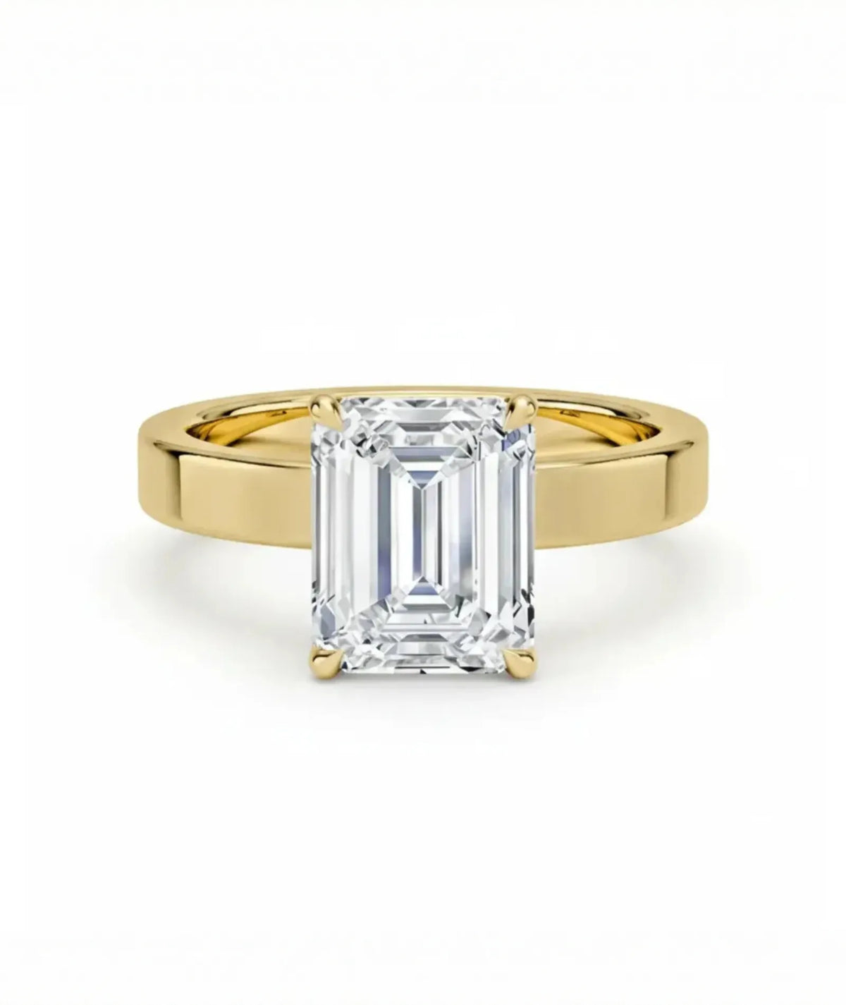 Diamantring emerald cut 2,00 ct cigar band 3 mm i gult gull – Hartwell