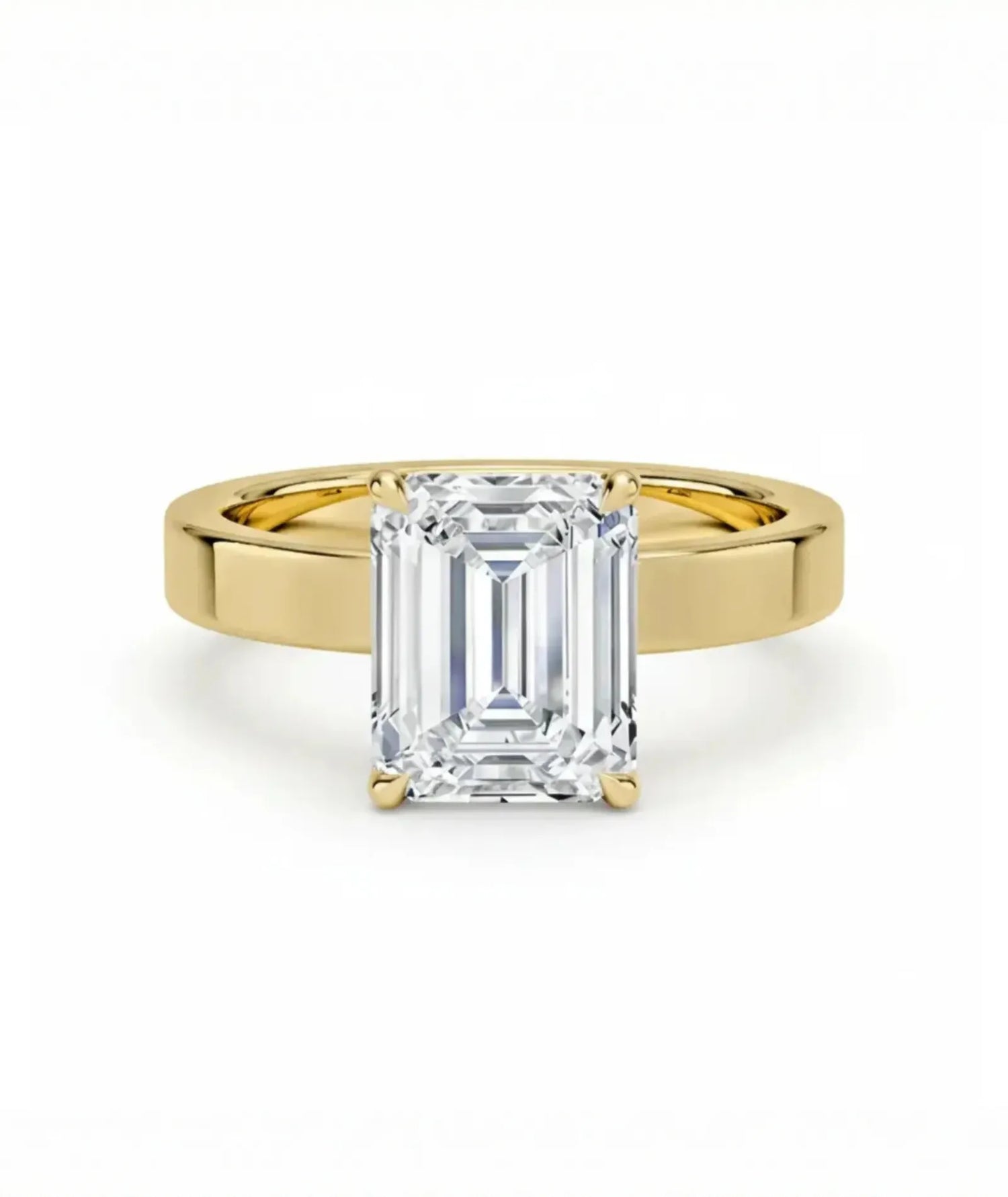 Diamantring emerald cut 2,00 ct cigar band 3 mm i gult gull – Hartwell