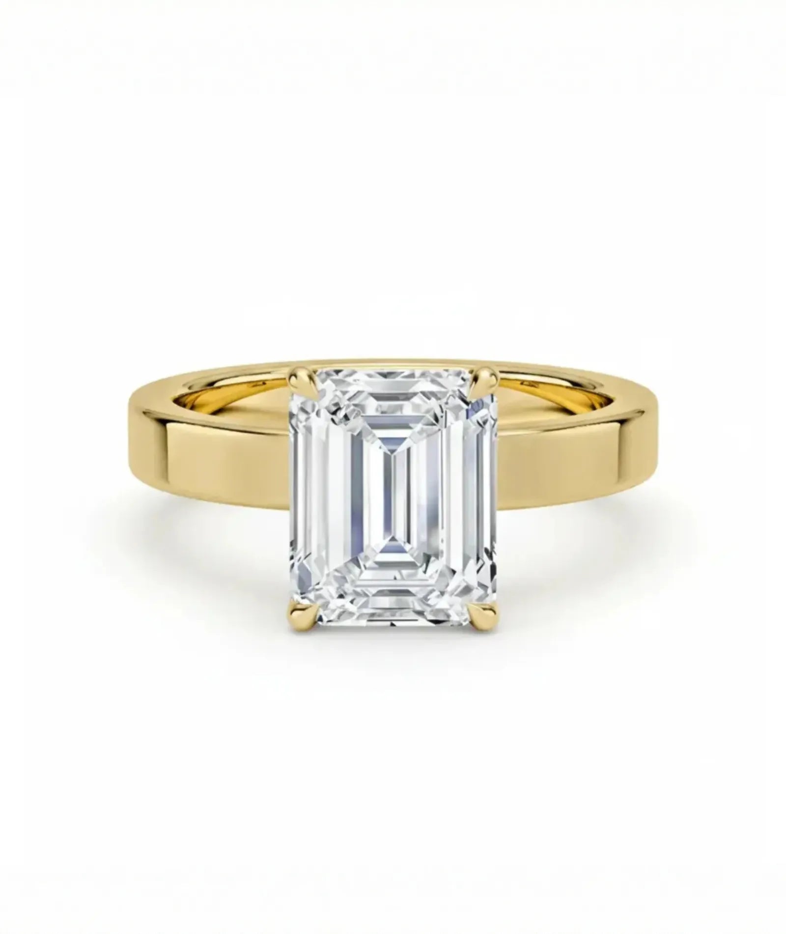 Diamantring emerald cut 2,00 ct cigar band 3 mm i gult gull – Hartwell