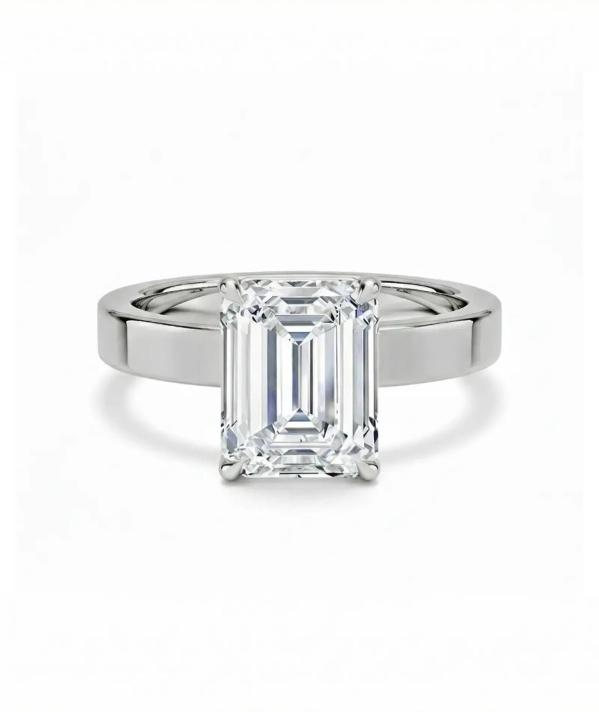 Diamantring emerald cut 2,00 ct cigar band 3 mm i hvitt gull – Hartwell