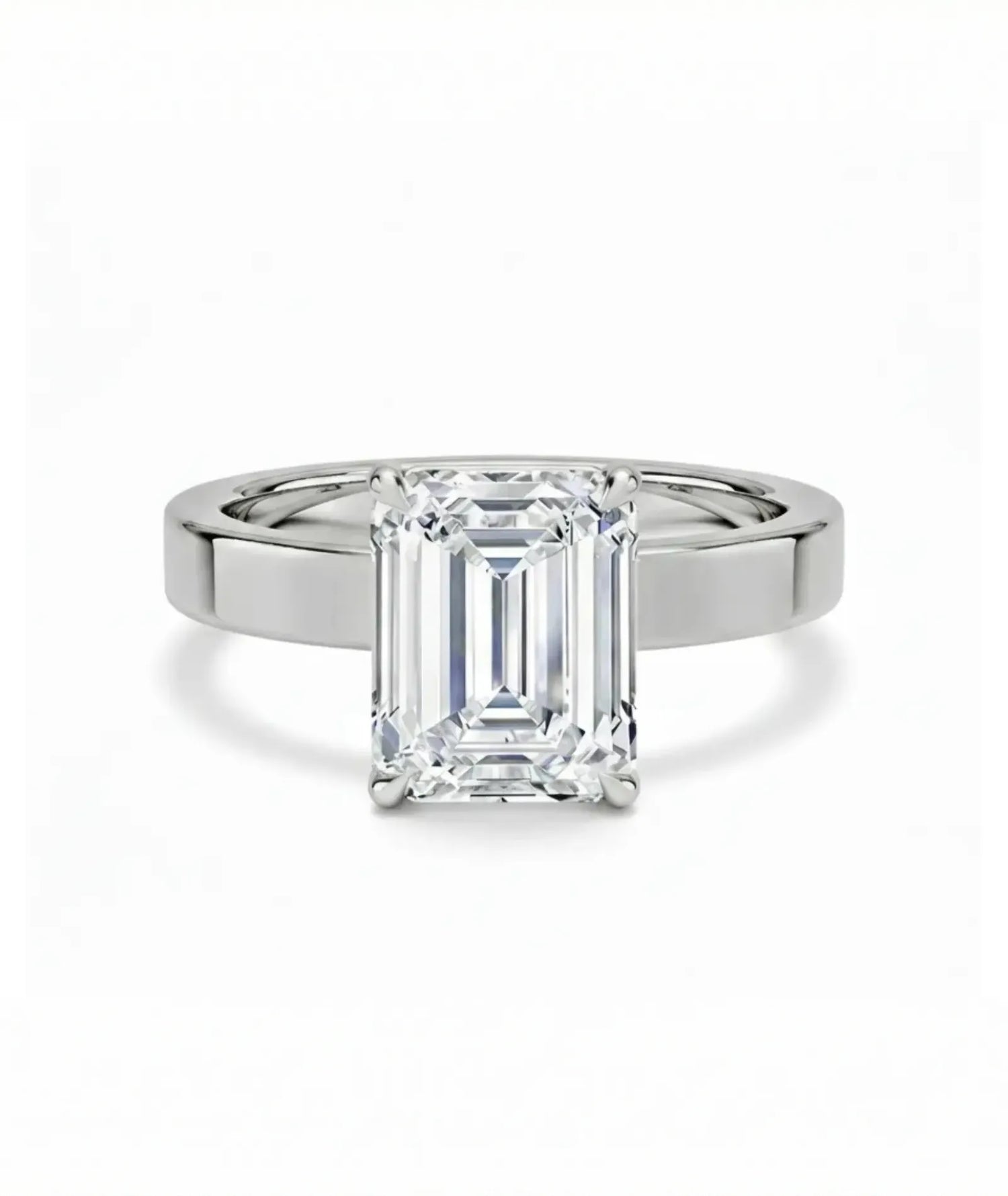 Diamantring emerald cut 2,00 ct cigar band 3 mm i hvitt gull – Hartwell