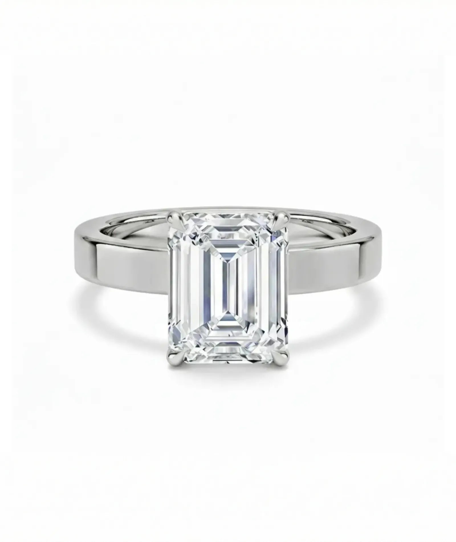 Diamantring emerald cut 2,00 ct cigar band 3 mm i hvitt gull – Hartwell