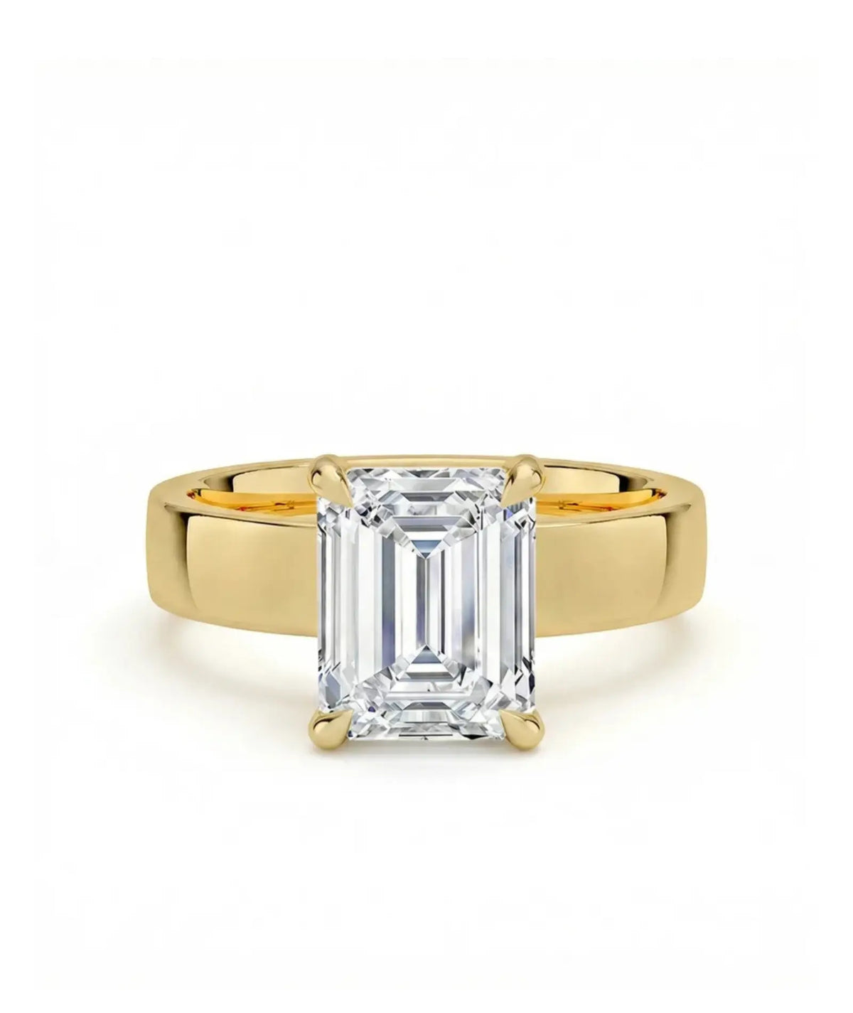Diamantring emerald cut 2,00 ct i 4 mm cigar band gult gull – Hartwell