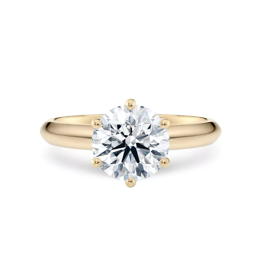 Diamantring i gult gull med 2,00 ct lab-diamant i knife edge design, vist liggende forfra, designet av Hartwell.