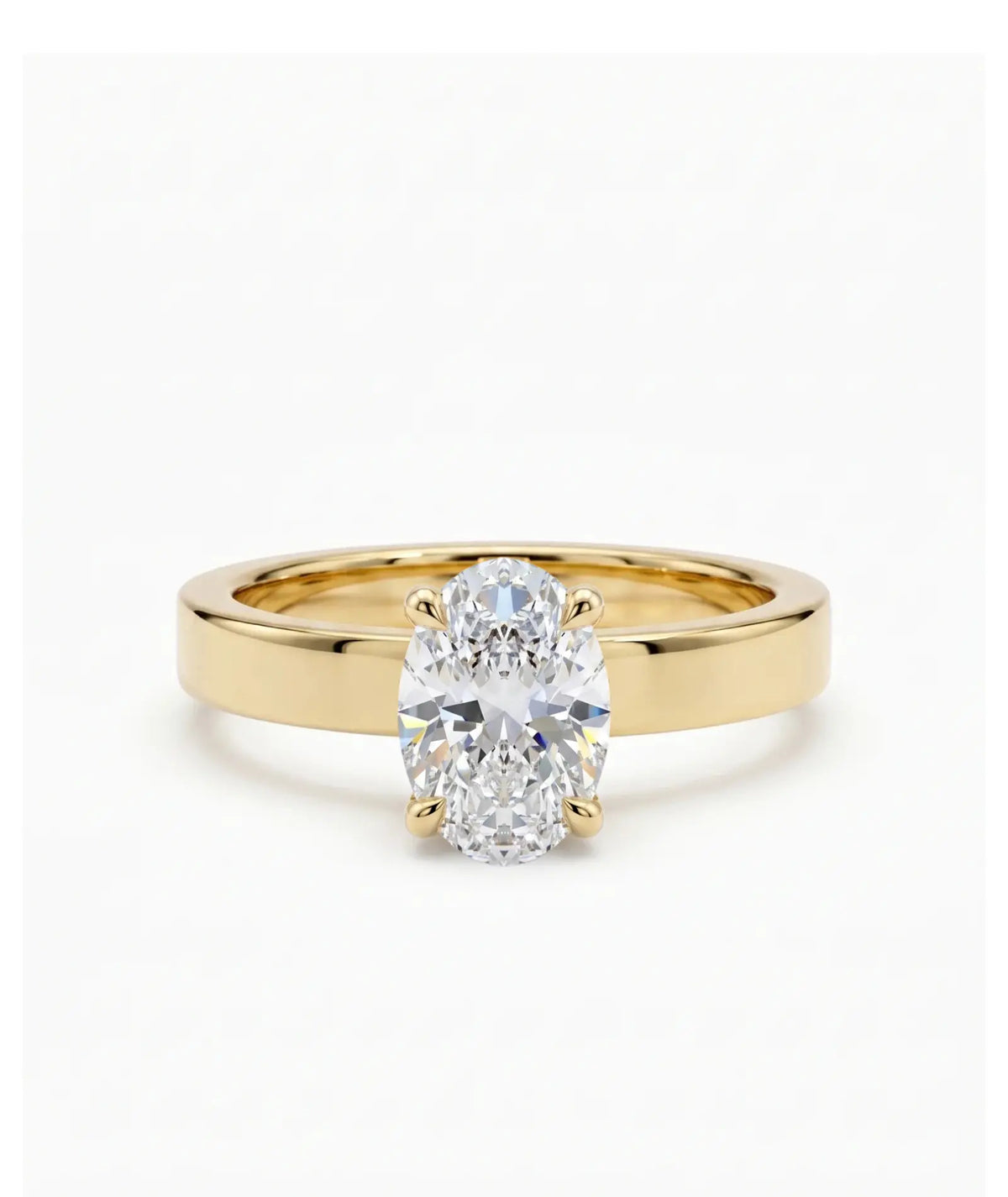 Diamantring oval 1,00 ct cigar band 3 mm i gult gull – Hartwell