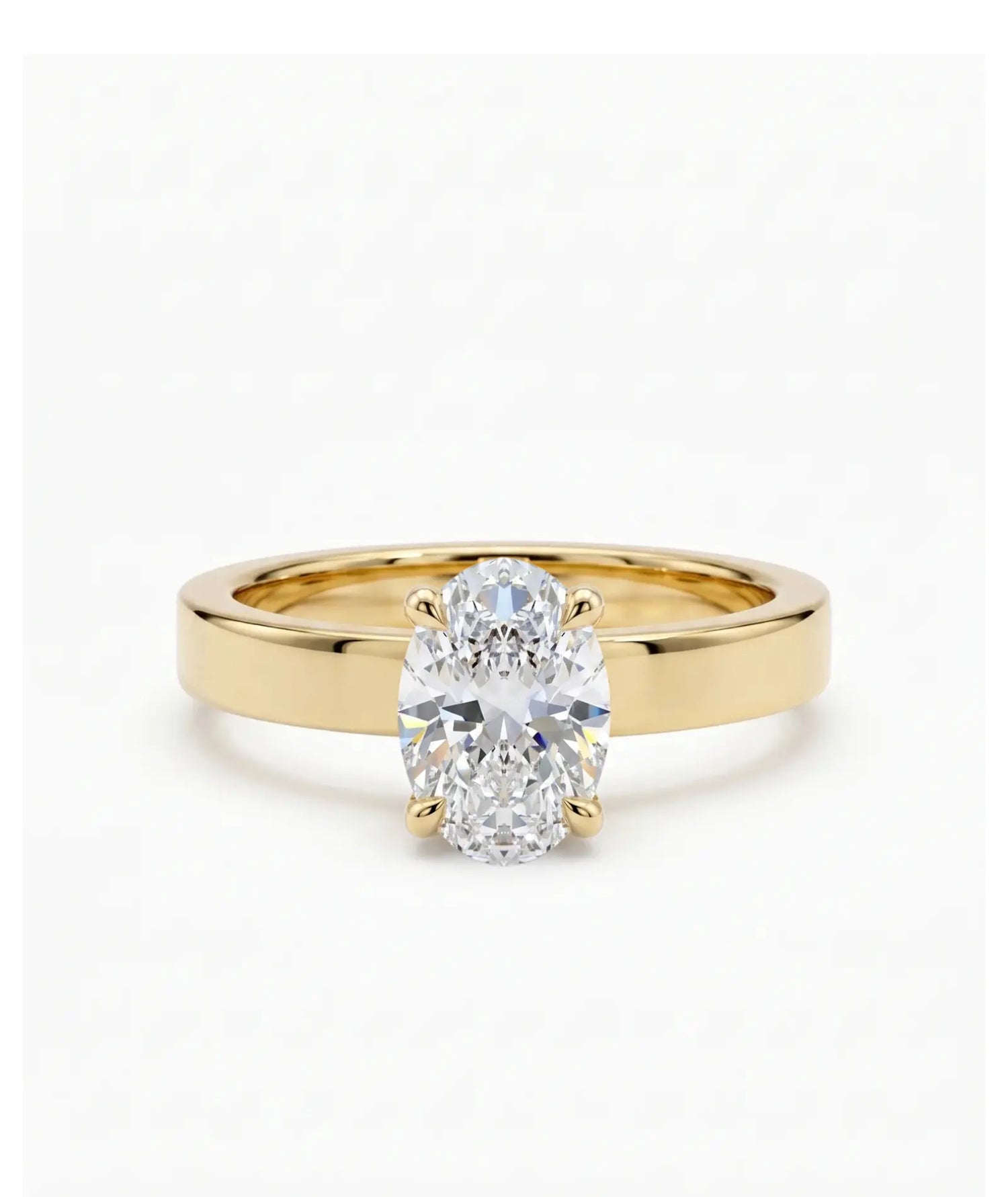 Diamantring oval 1,00 ct cigar band 3 mm i gult gull – Hartwell