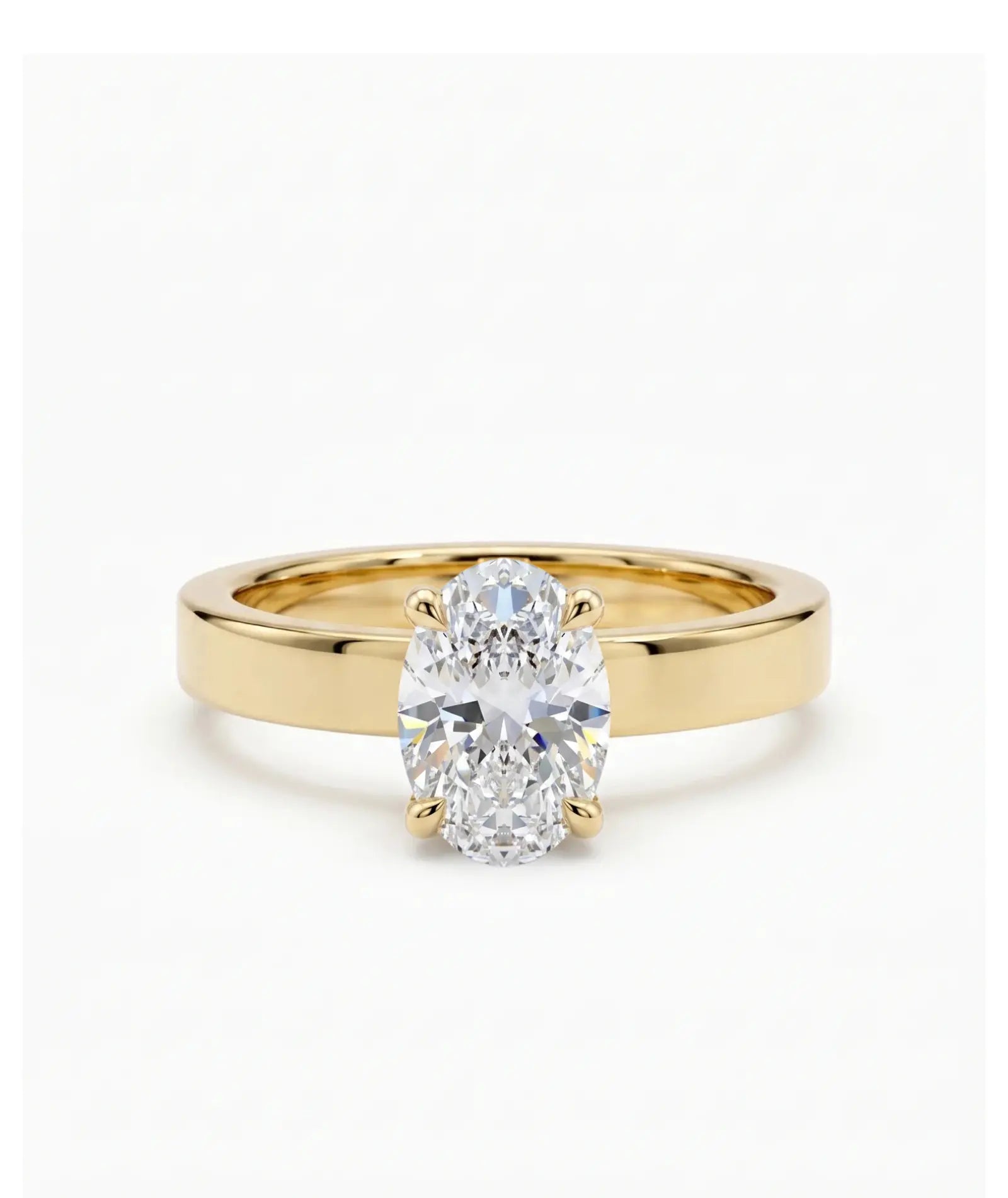 Diamantring oval 1,00 ct cigar band 3 mm i gult gull – Hartwell