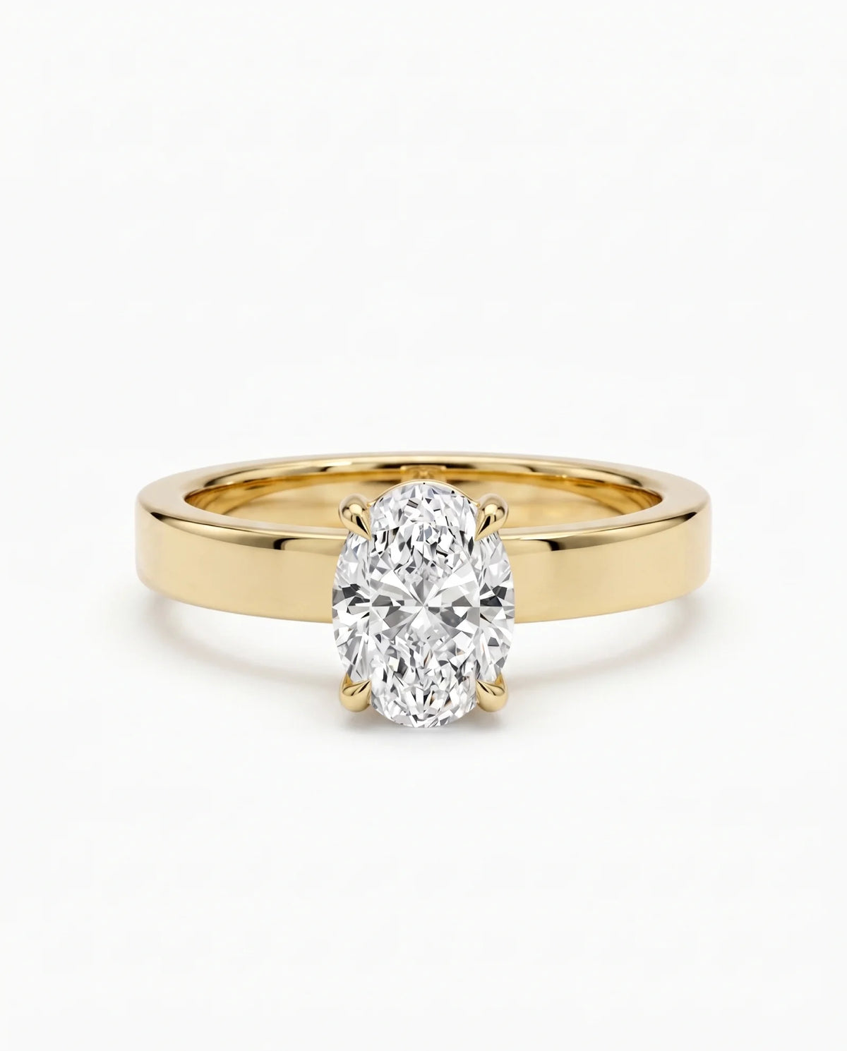 Diamantring oval 1,00 ct cigar band 3 mm i gult gull – Hartwell