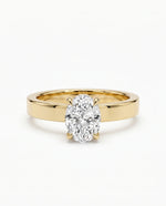 Diamantring oval 1,00 ct cigar band 3 mm i gult gull – Hartwell