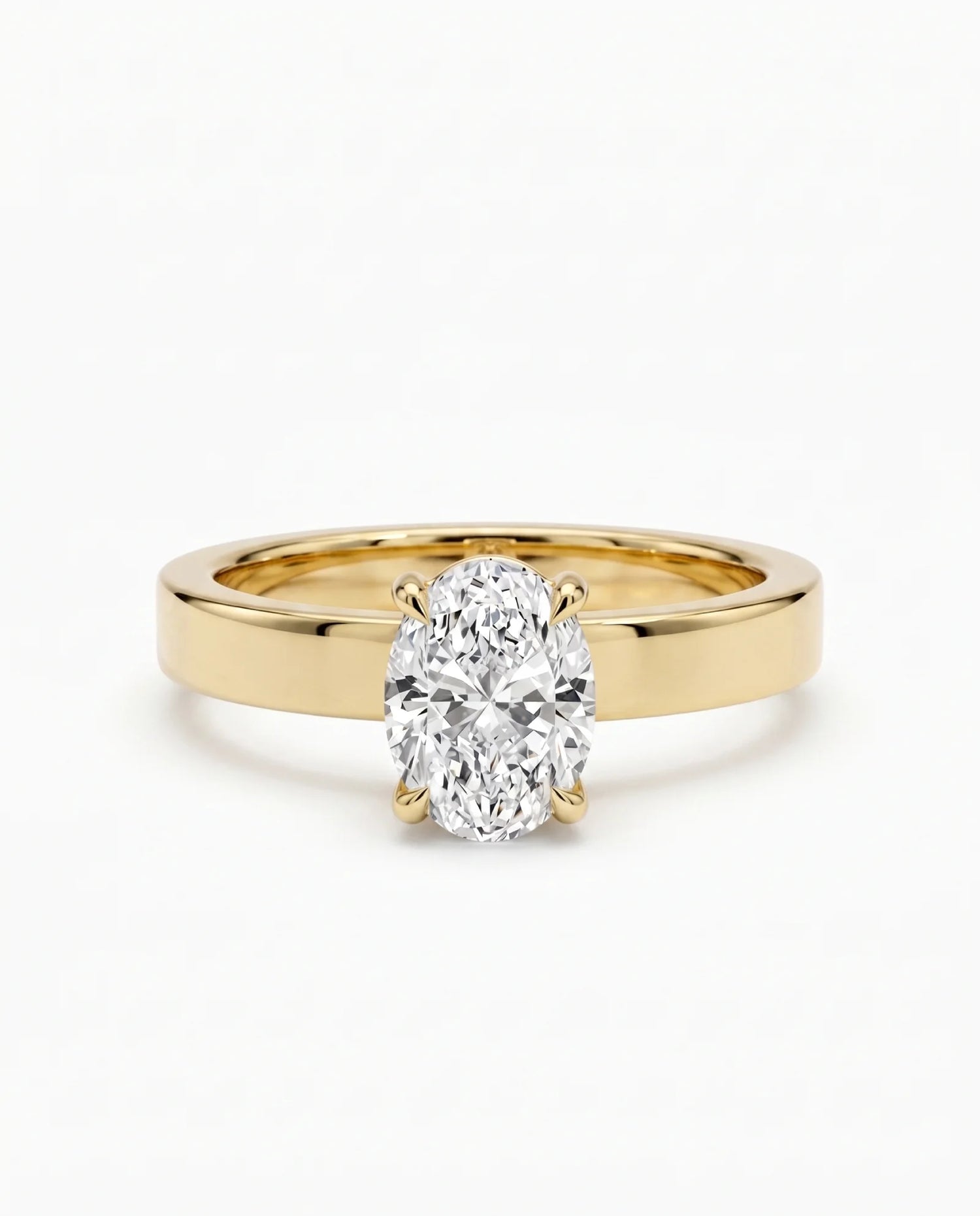 Diamantring oval 1,00 ct cigar band 3 mm i gult gull – Hartwell
