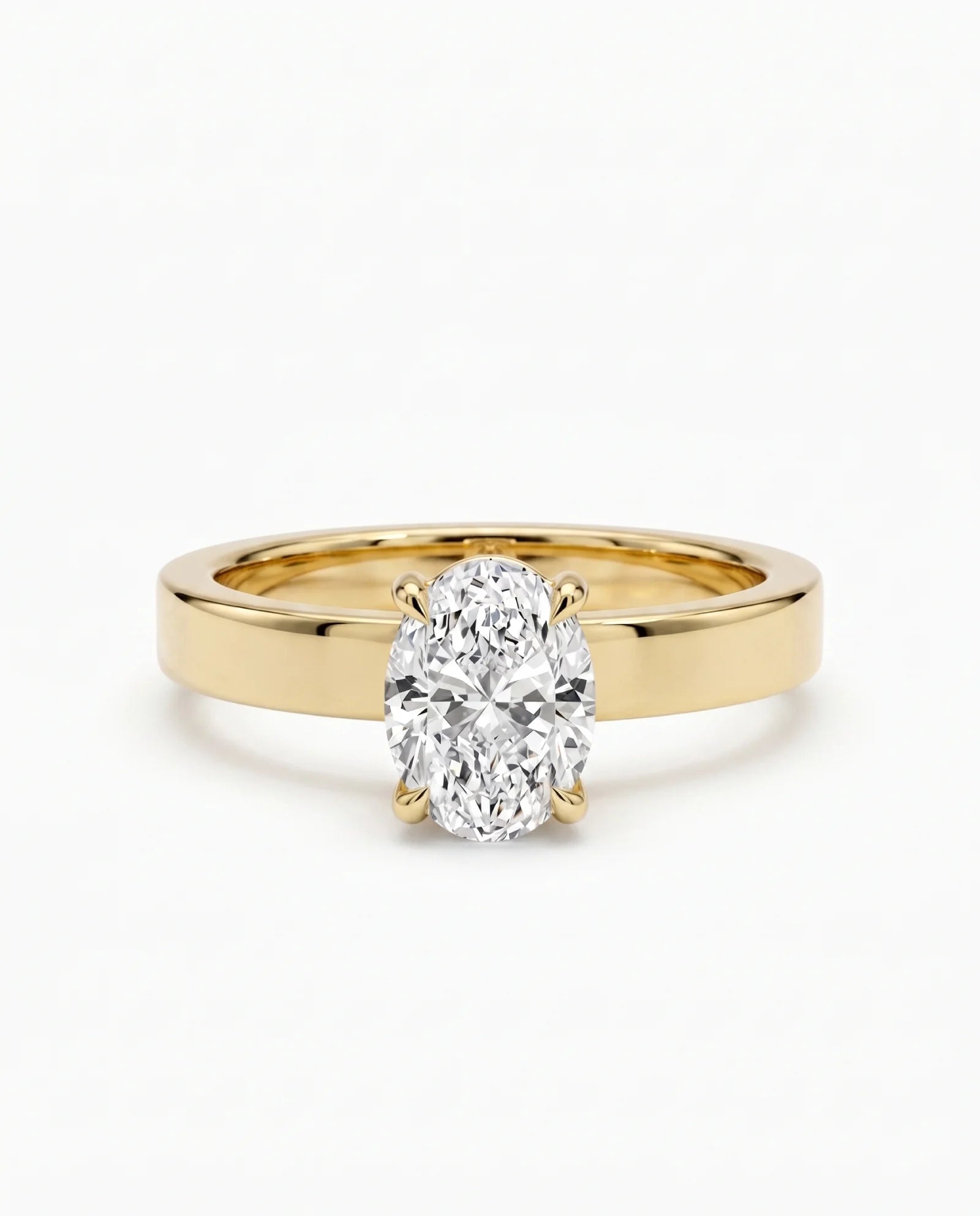 Diamantring oval 1,00 ct cigar band 3 mm i gult gull – Hartwell
