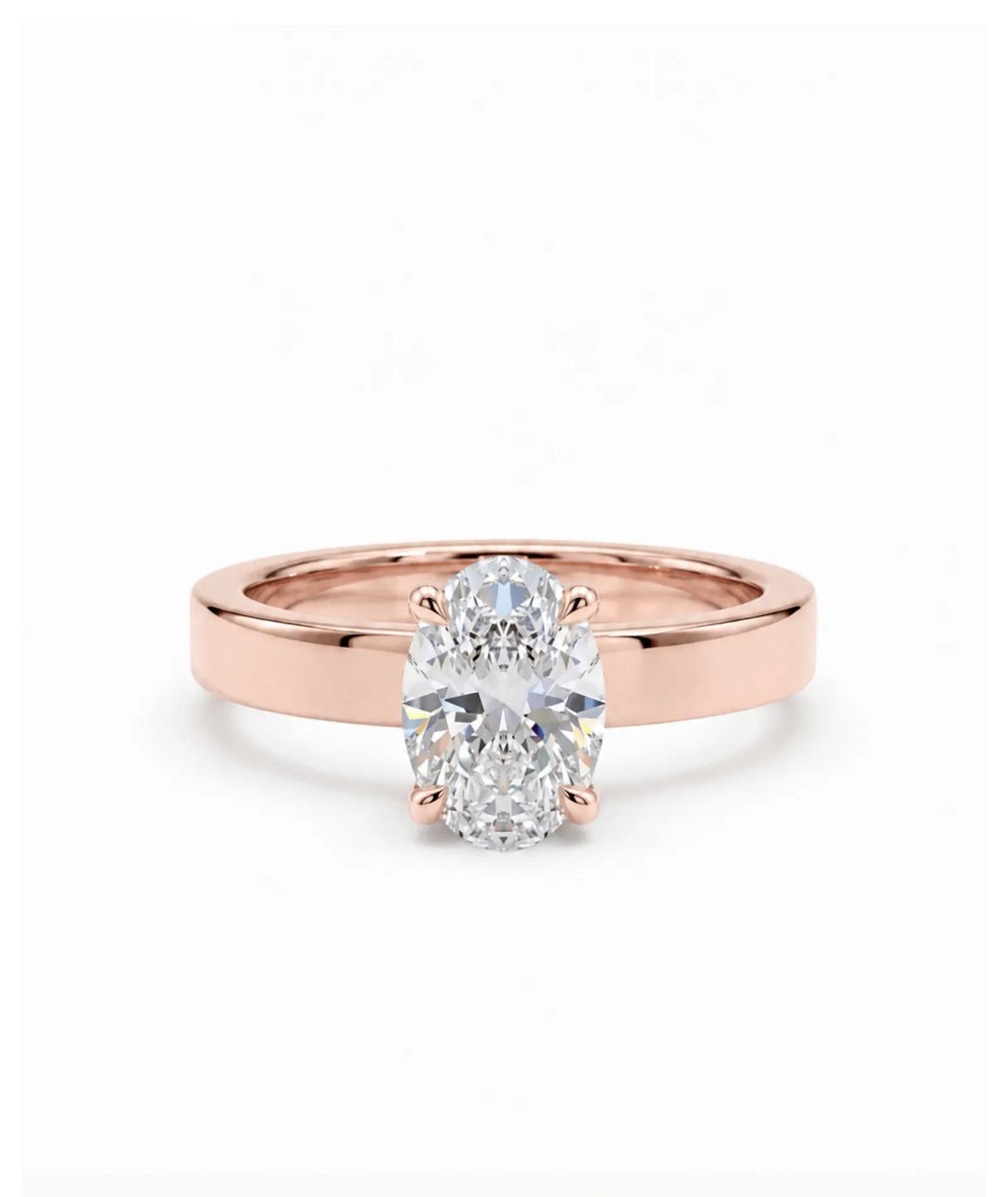 Diamantring oval 1,00 ct cigar band 3 mm i rosegull – Hartwell