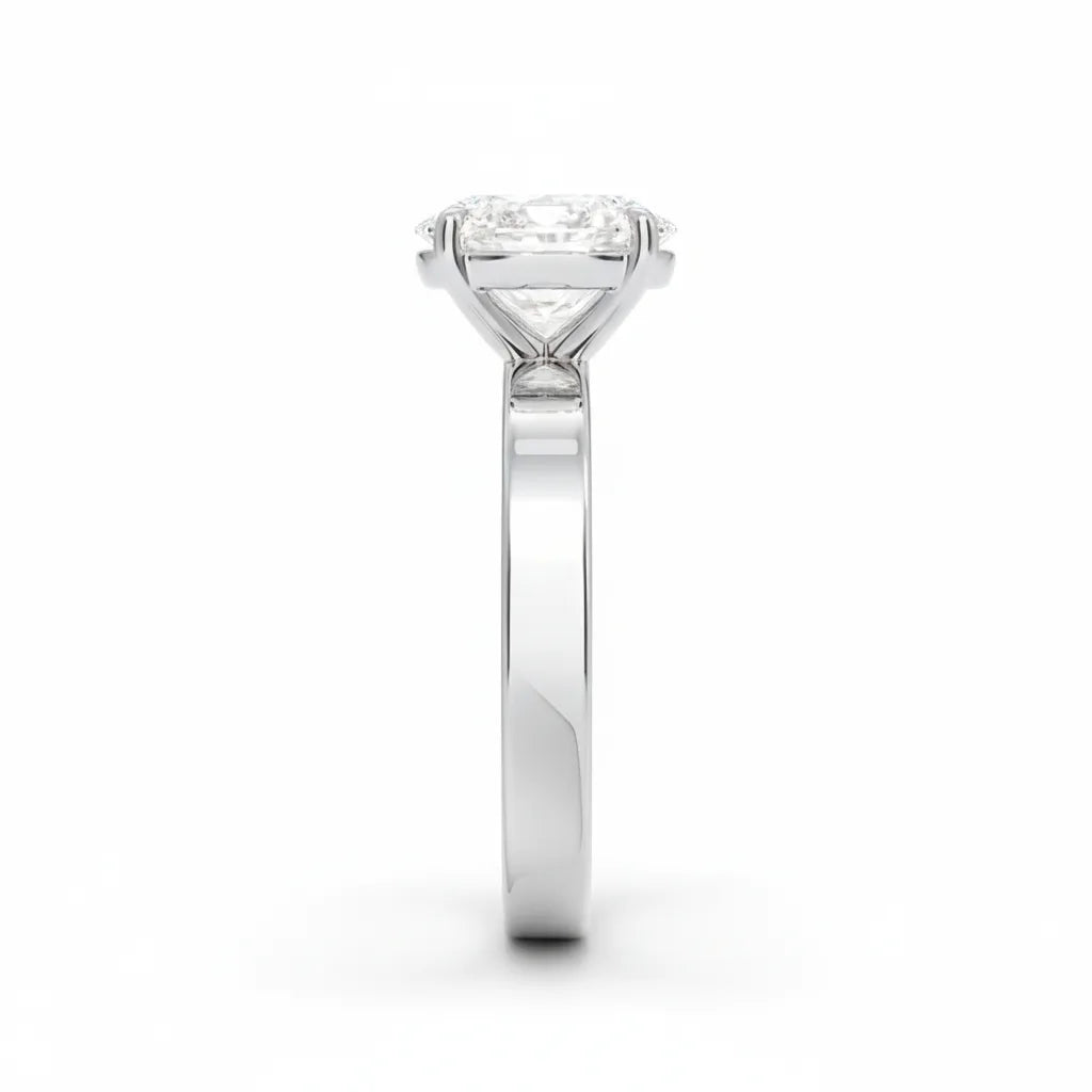 Oval diamantring 2,00 ct med 3 mm cigar band i hvitt gull