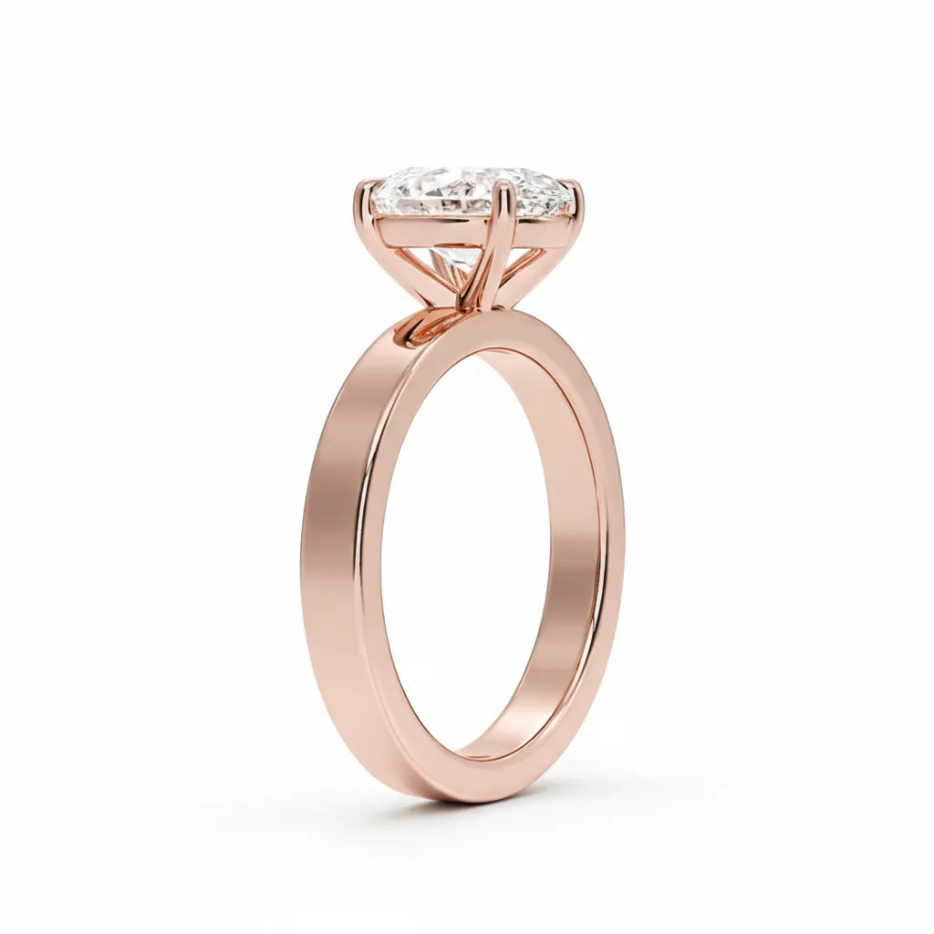 Sideprofil av oval diamantring 2,00 ct cigar band 3 mm i rosegull