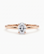 Diamantring oval roségull 0,50 ct lab diamant, vist liggende forfra, designet av Hartwell.