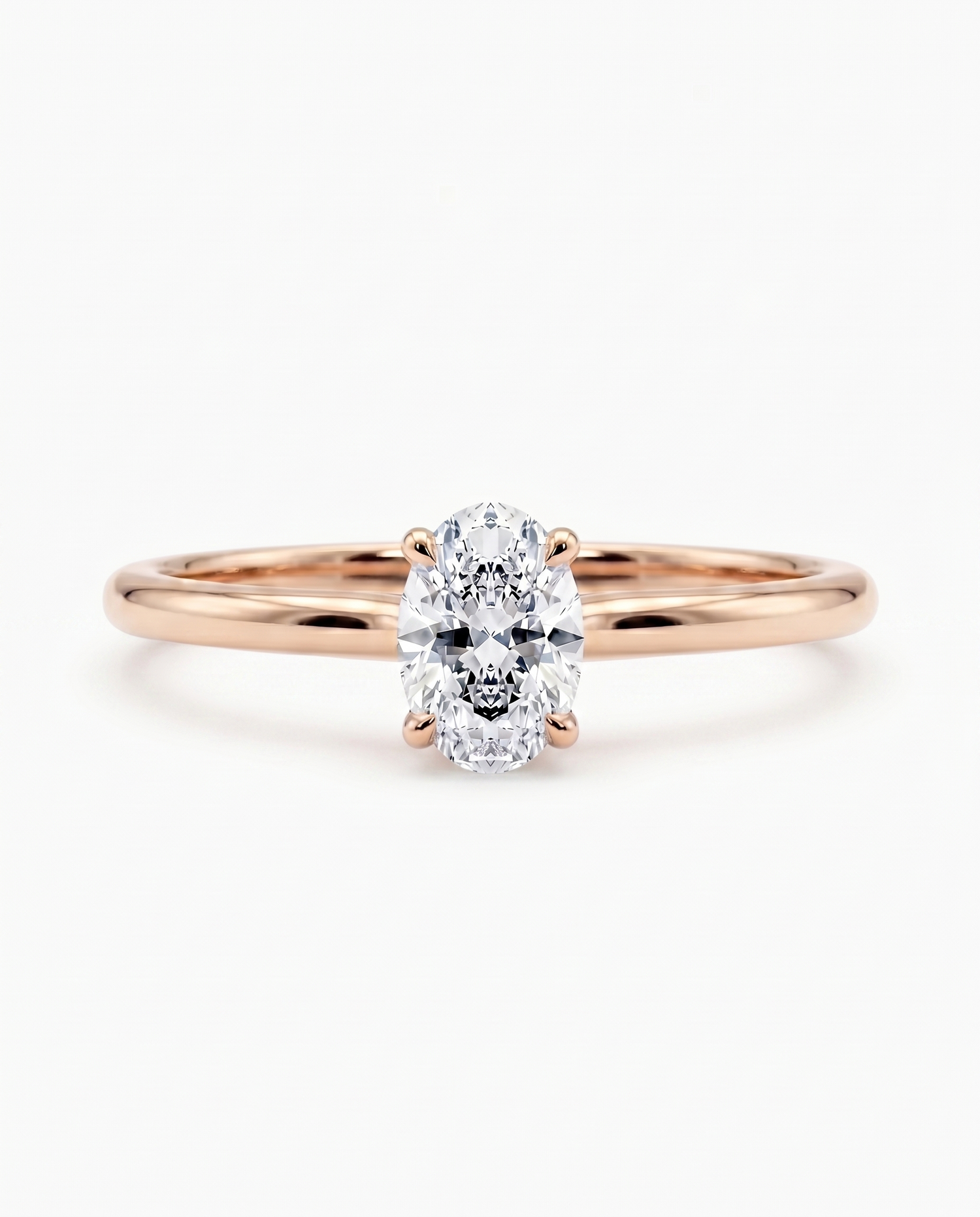 Diamantring oval roségull 0,50 ct lab diamant, vist liggende forfra, designet av Hartwell.