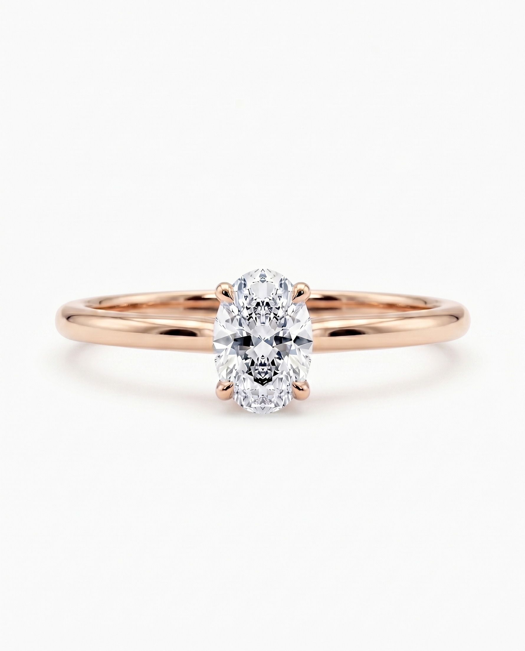 Diamantring oval roségull 0,50 ct lab diamant, vist liggende forfra, designet av Hartwell.