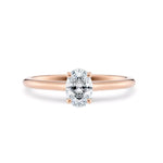 Diamantring oval roségull 0,50 ct lab diamant, vist liggende forfra, designet av Hartwell.