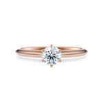 Diamantring i roségull med 0,50 ct lab-diamant i knife edge design, vist liggende forfra, designet av Hartwell.