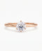 Diamantring i roségull med 0,50 ct lab-diamant i knife edge design, vist liggende forfra, designet av Hartwell.