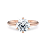Diamantring i roségull med 2,00 ct lab-diamant i knife edge design vist liggende forfra, designet av Hartwell.
