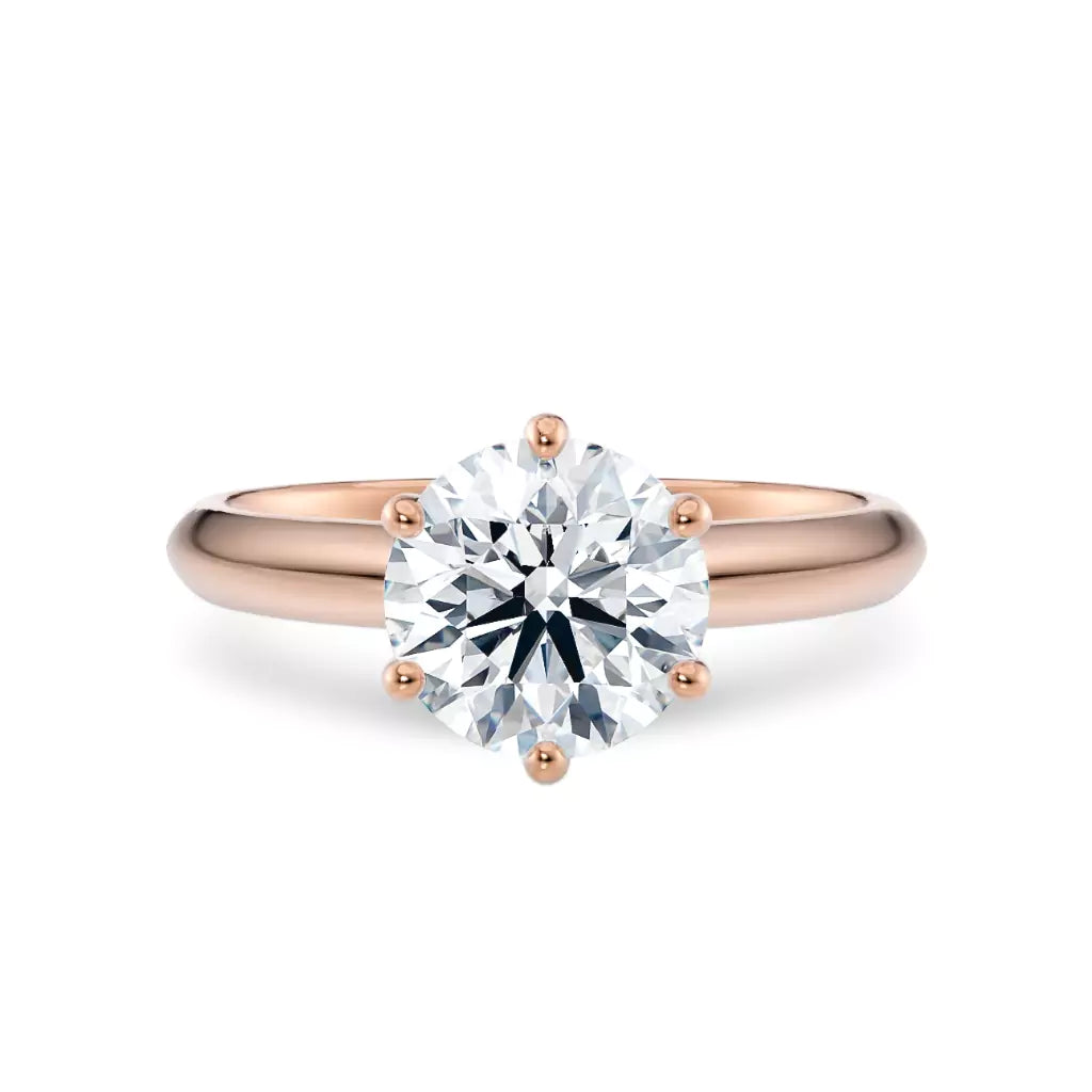 Diamantring i roségull med 2,00 ct lab-diamant i knife edge design vist liggende forfra, designet av Hartwell.