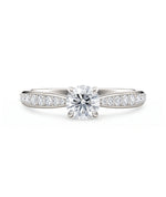Diamantring tapered pave i hvitt gull - front.