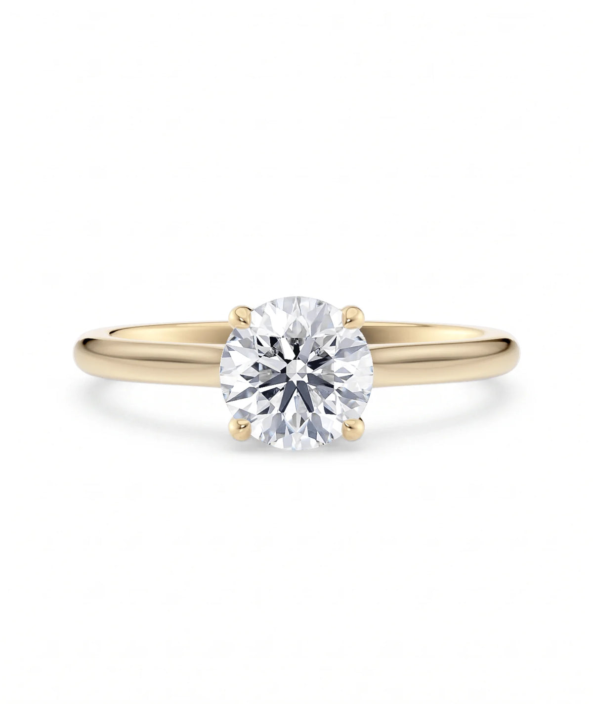Frontbilde av tynn diamantring i gult gull med lab-diamant, medium størrelse, fra Hartwell