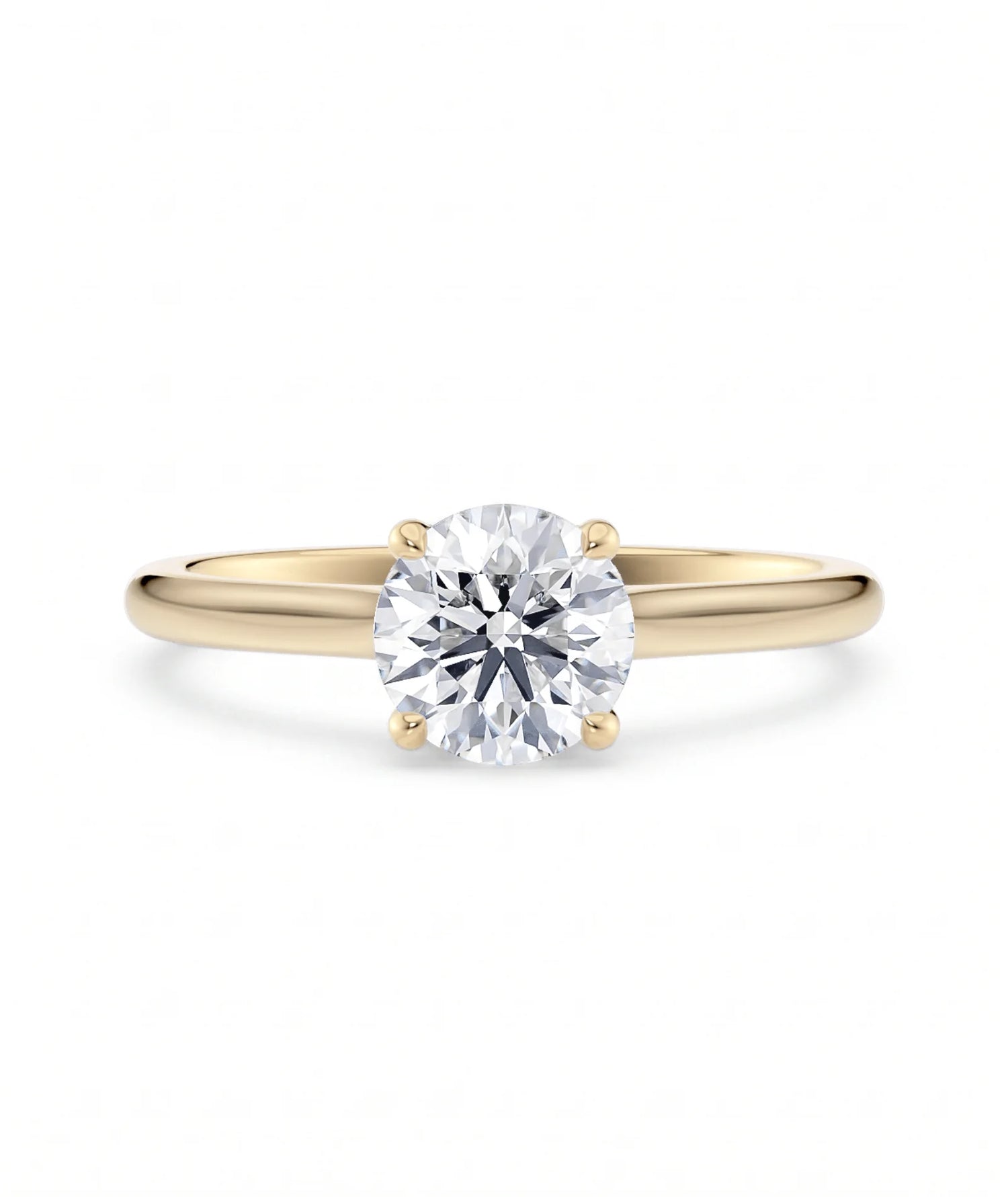 Frontbilde av tynn diamantring i gult gull med lab-diamant, medium størrelse, fra Hartwell
