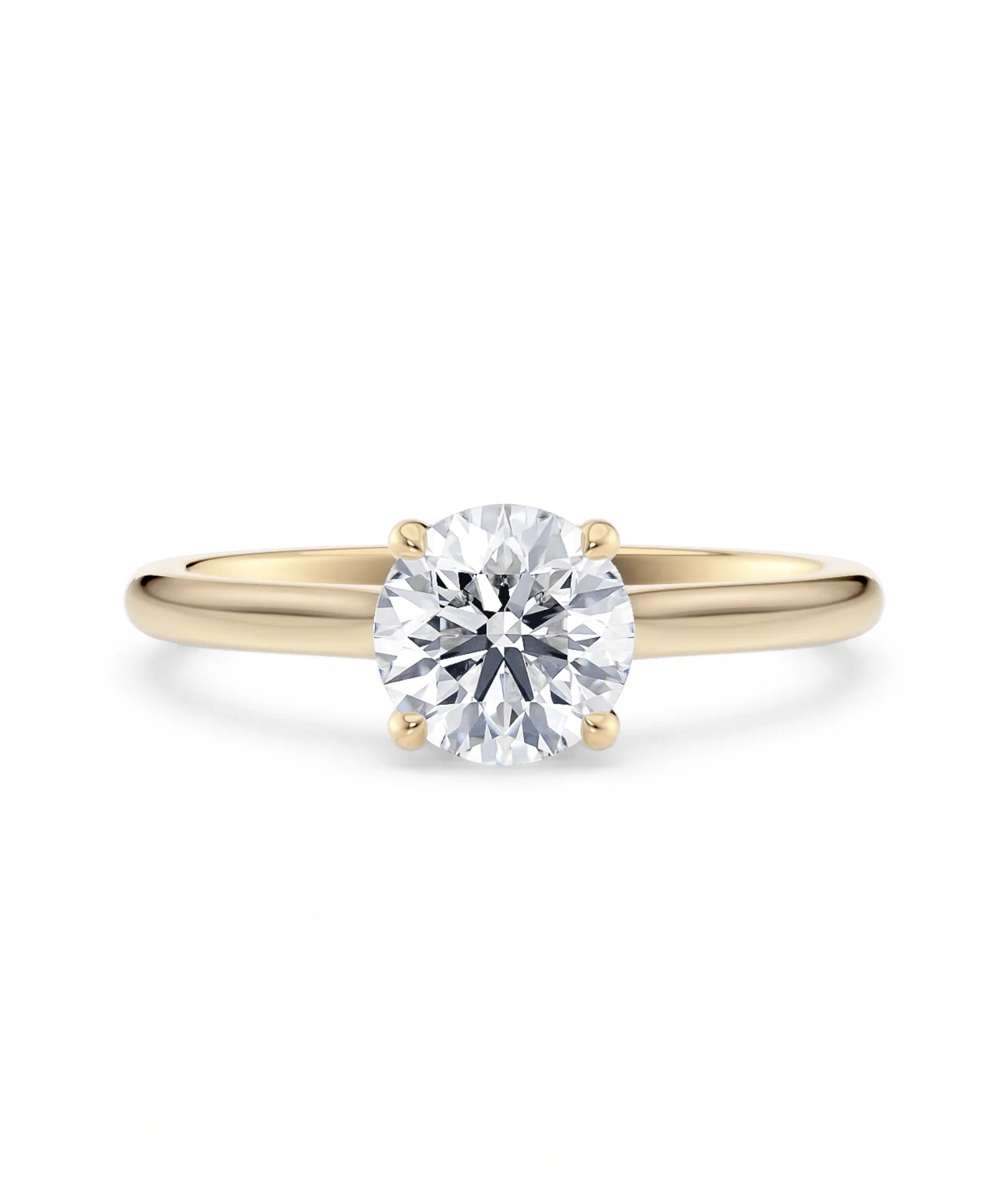 Frontbilde av tynn diamantring i gult gull med lab-diamant, medium størrelse, fra Hartwell