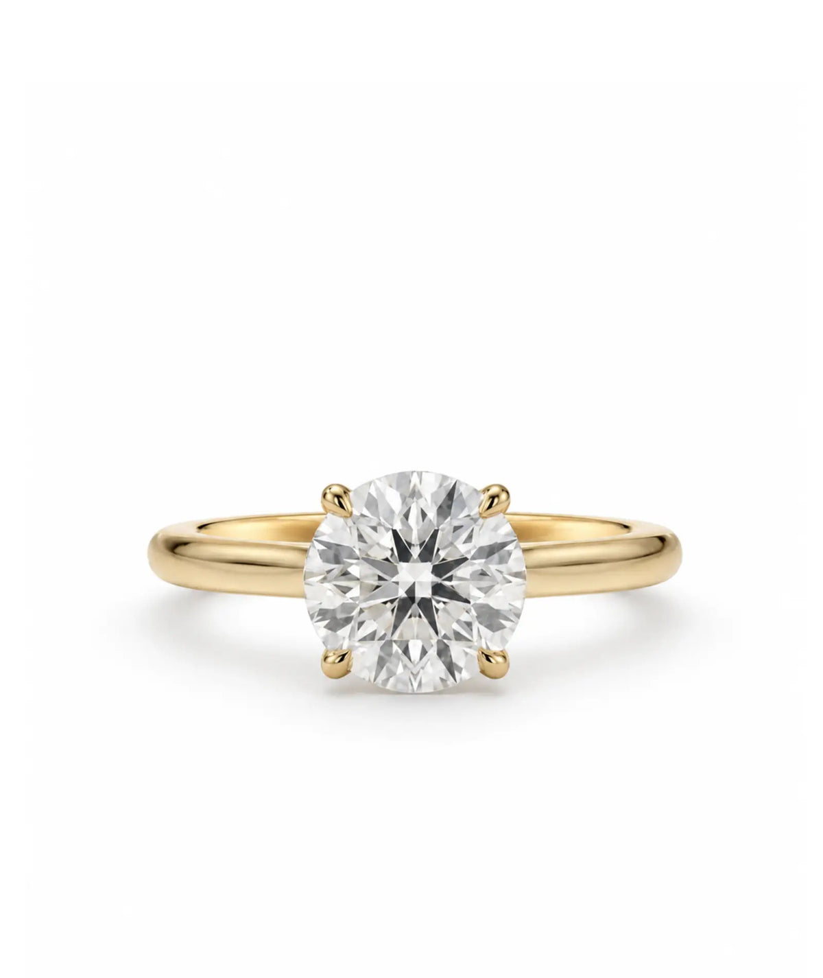 Frontbilde av tynn diamantring i gult gull med lab-diamant, stor størrelse, fra Hartwell