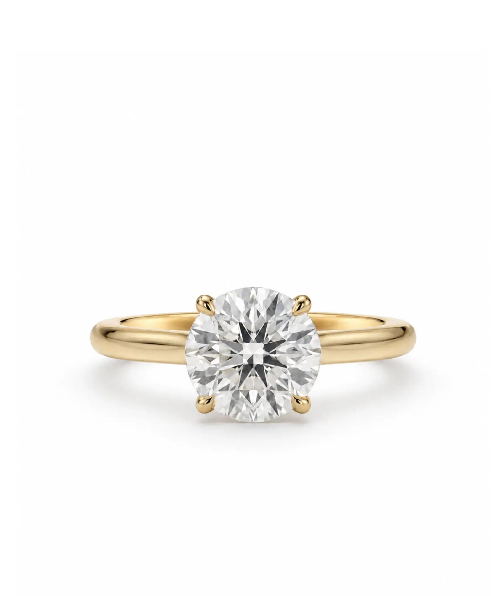 Frontbilde av tynn diamantring i gult gull med lab-diamant, stor størrelse, fra Hartwell