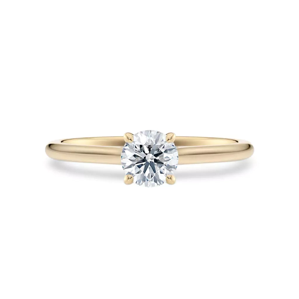 Frontbilde av tynn diamantring i gult gull med lab-diamant, liten størrelse, fra Hartwell