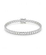  Emerald cut tennisarmbånd i bezelinnfatning, 14K hvitt gull, laboratoriedyrkede diamanter.