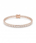 Emerald cut tennisarmbånd i bezelinnfatning, 14K rosegull, laboratoriedyrkede diamanter.