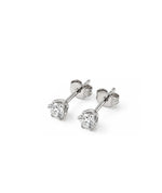 Enstens diamantøredobber i 14K hvitt gull med 0,60 ct lab-diamanter vist fra baksiden.