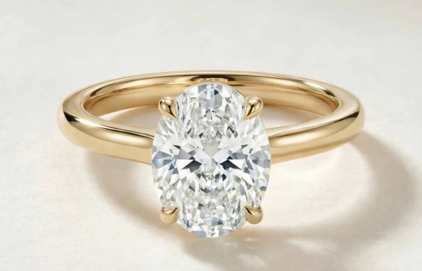 Enstens diamantring oval cut gult gull lab-diamant – Hartwell