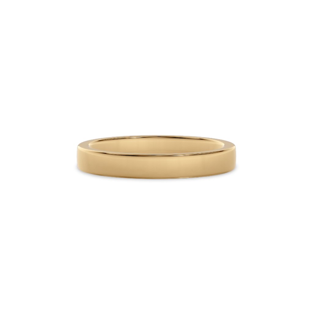 Giftering i gult gull 3 mm – liggende visning av flat form og polert overflate.