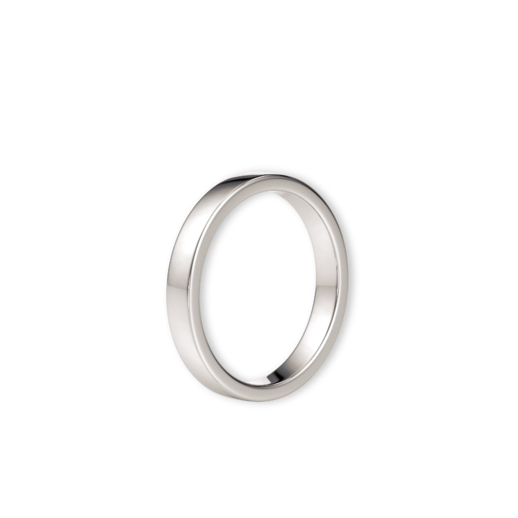 Giftering i hvitt gull 3 mm stående sett fra siden – viser ringens profil