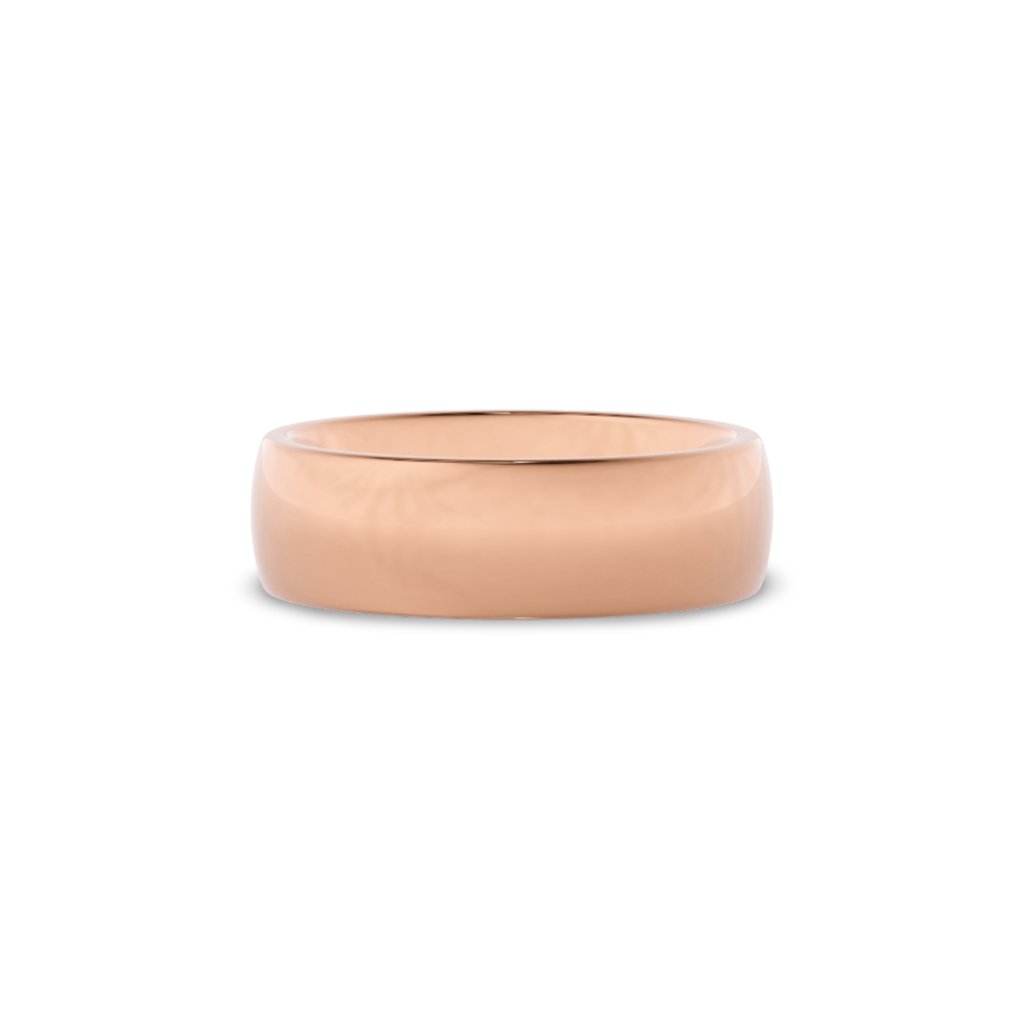Giftering i roségull 6 mm sett forfra – buet form og blankpolert overflate