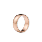 Giftering i roségull 6 mm stående sett fra siden – bred og avrundet profil.