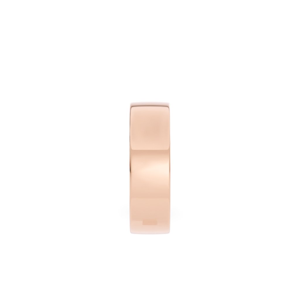 Giftering i roségull 6 mm stående med fokus på ringskinnen – flat og solid form