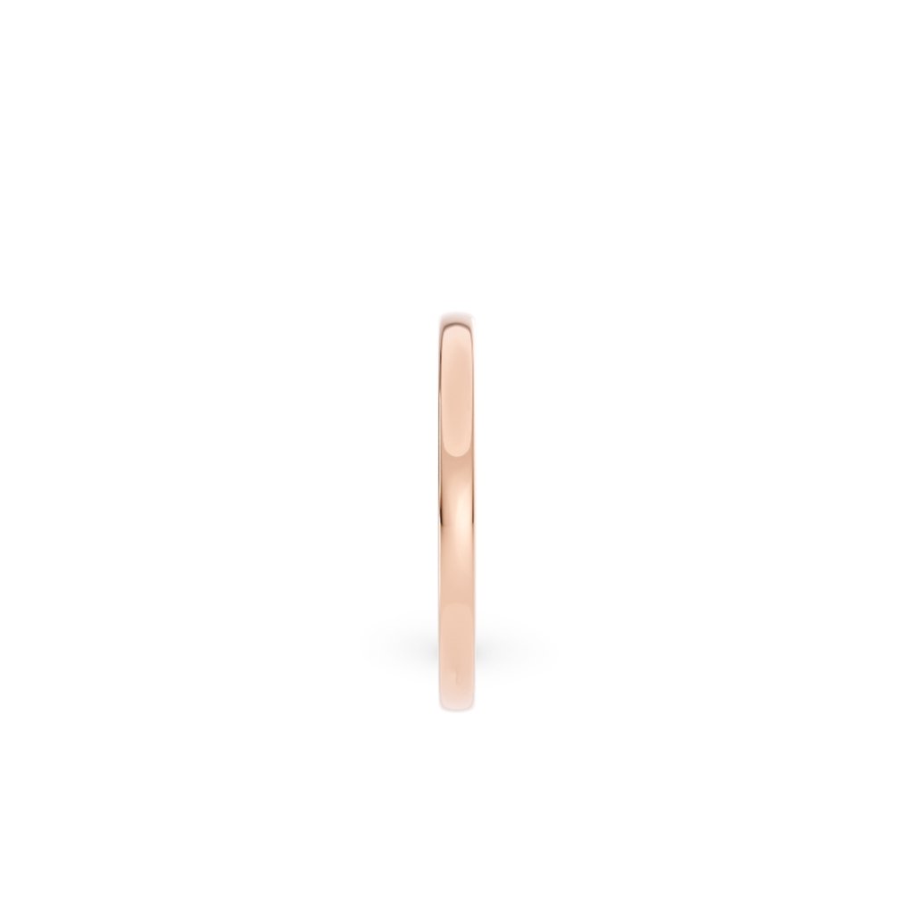 Giftering i roségull 2 mm med fokus på ringskinnen – spisset design i 14K gull