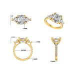 CAD-tegning av skreddersydd diamantring i gult gull med mål og detaljer – Hartwell custom design