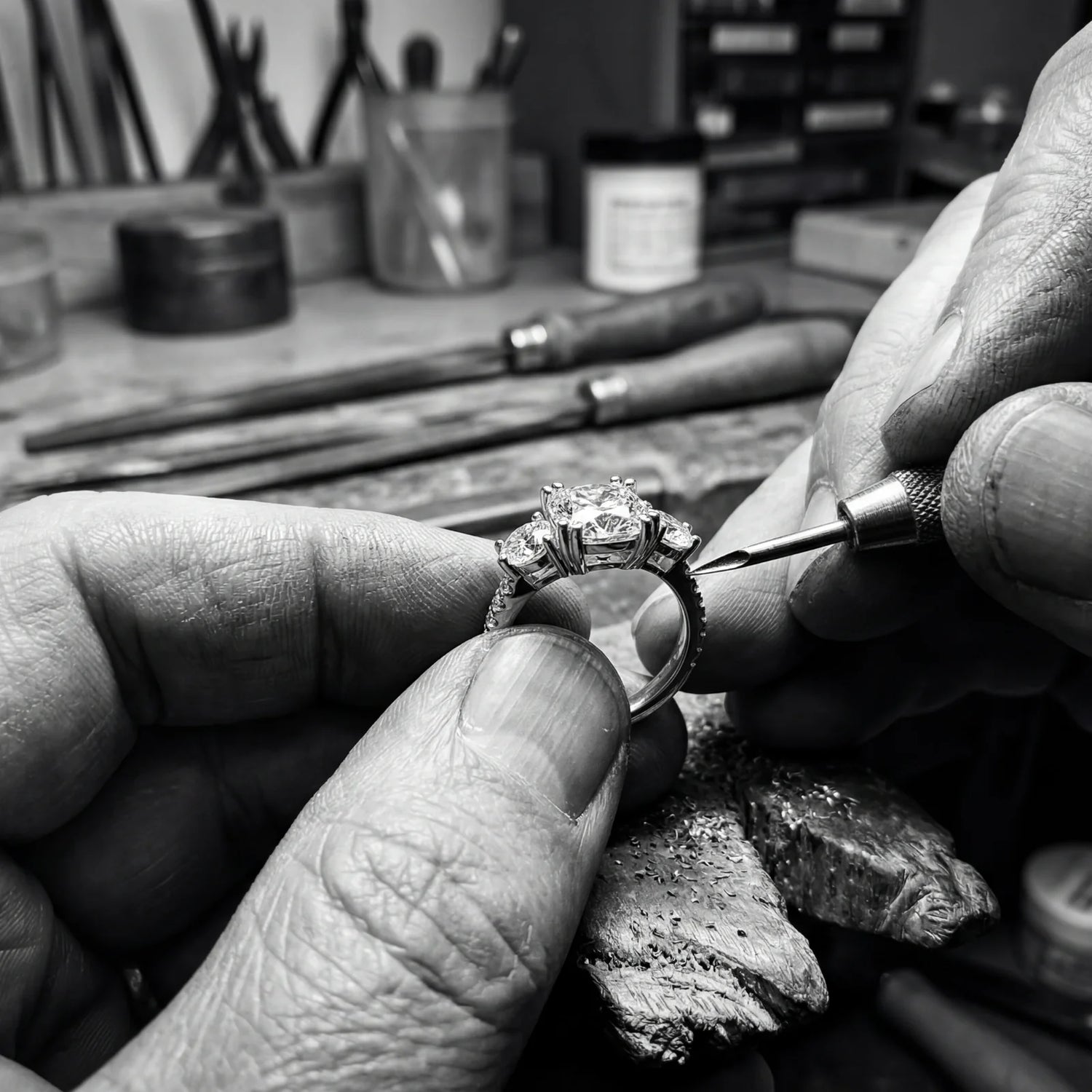 Gullsmed setter diamant i skreddersydd ring – Hartwell custom design