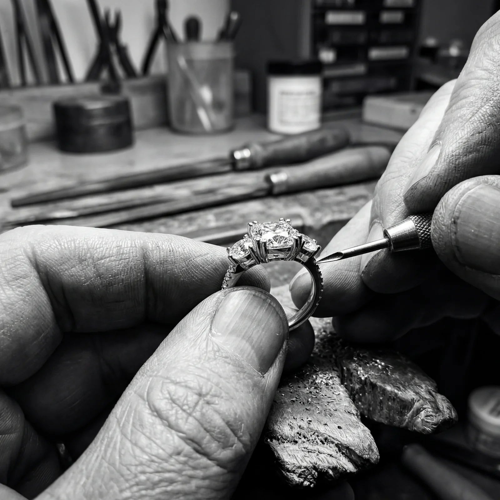Gullsmed setter diamant i skreddersydd ring – Hartwell custom design