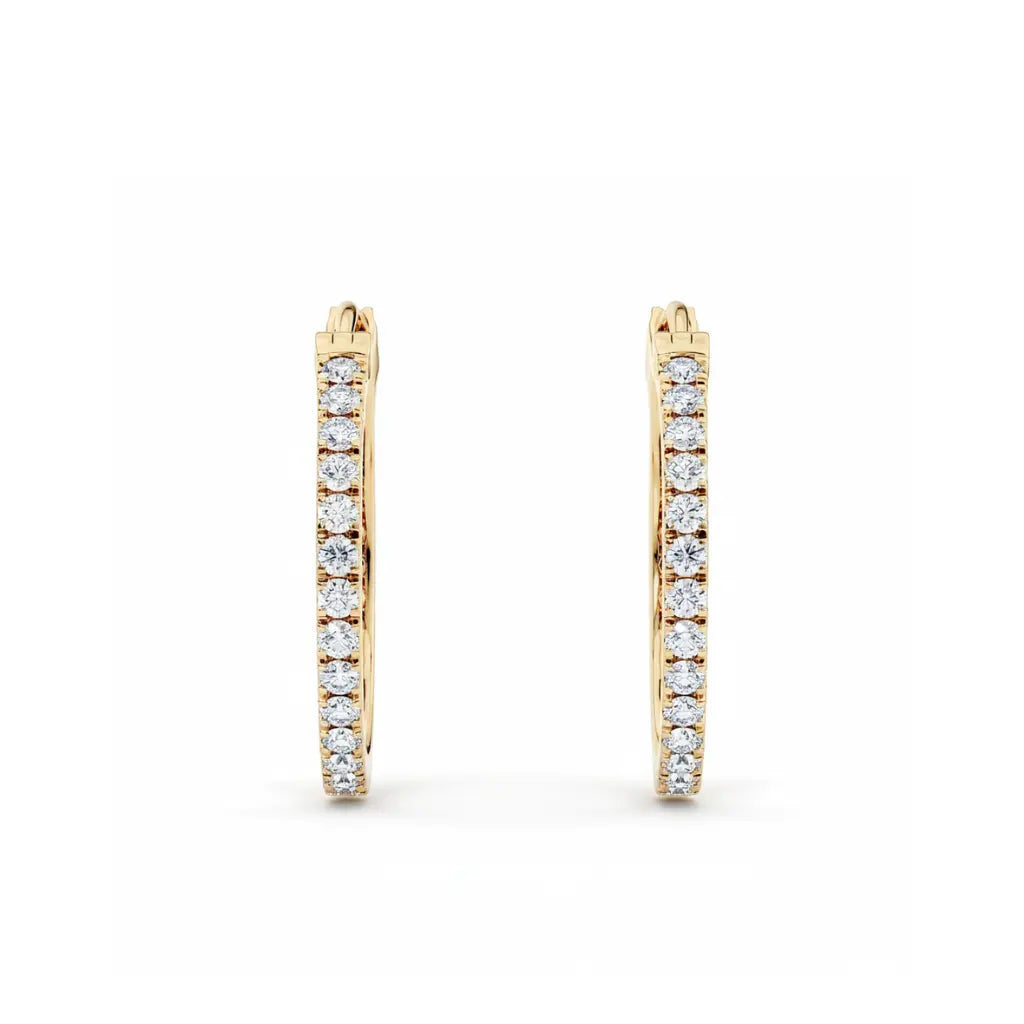 Par hoops øredobber i gult gull med briljantslipte lab-diamanter, 0,60 ct