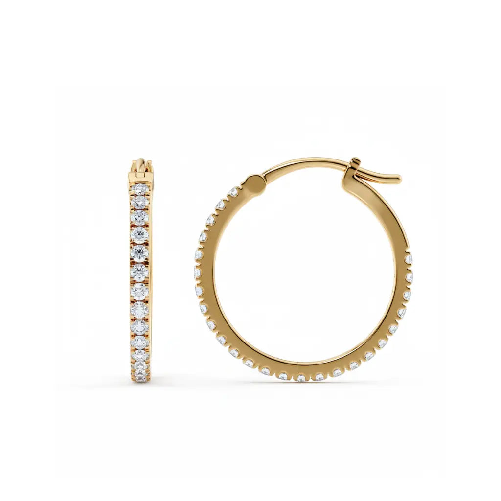 Hoops øredobb i gult gull med briljantslipte lab-diamanter, totalt 0,60 ct