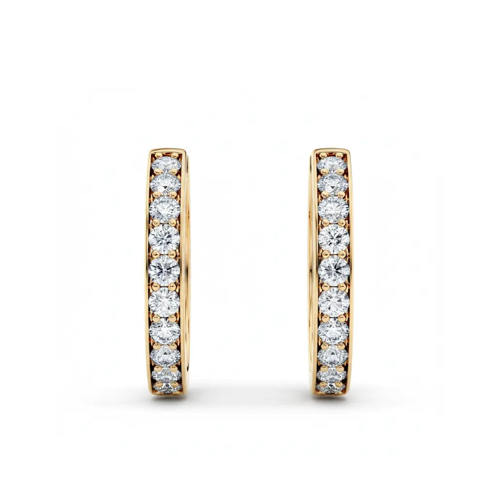 Par hoops øredobber i gult gull med briljantslipte lab-diamanter, 1,00 ct
