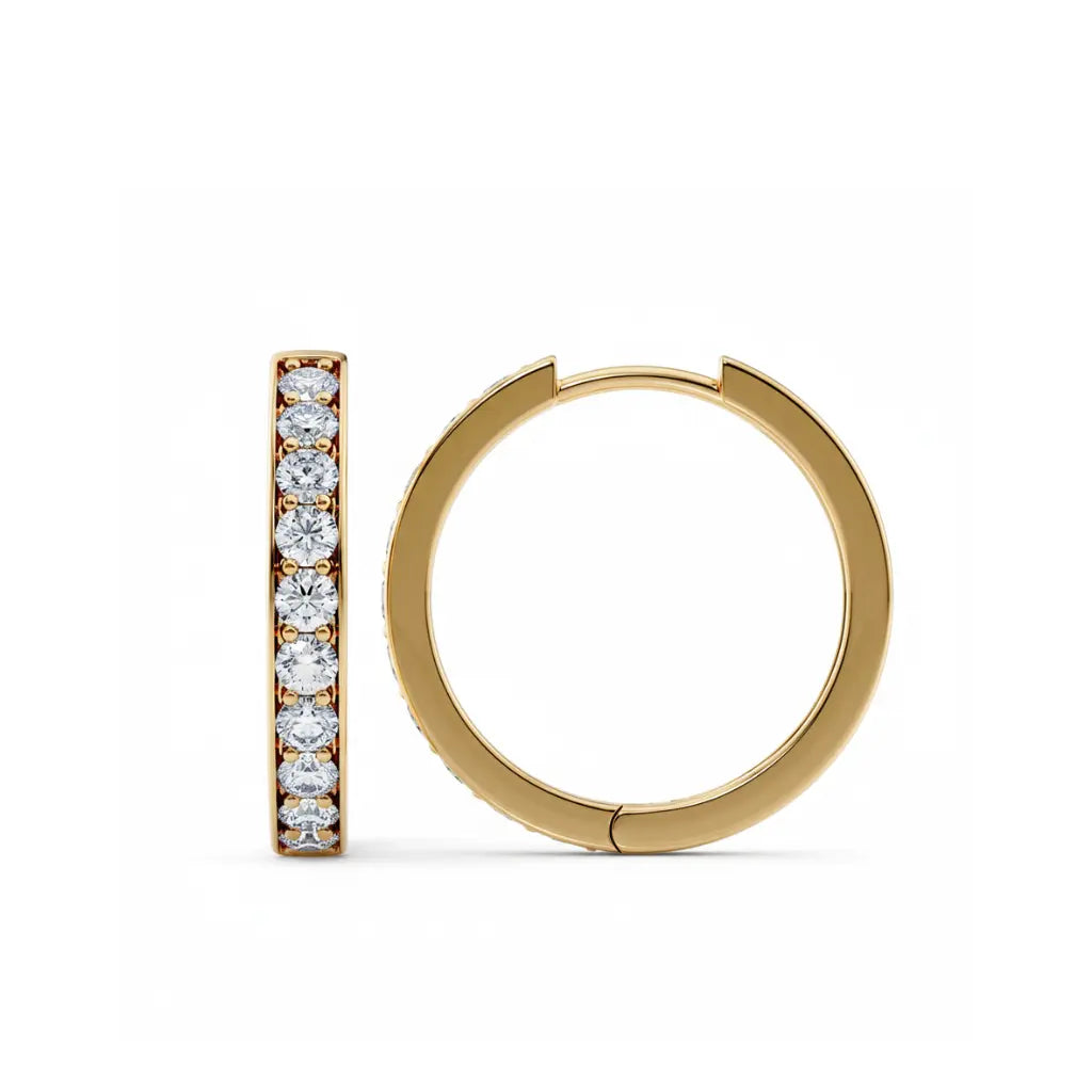 Hoops øredobb i gult gull med briljantslipte lab-diamanter, totalt 1,00 ct
